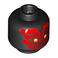 Lego Minifig Head Darth Maul, Red Tattoos, Yellow and White Eyes Print / Black