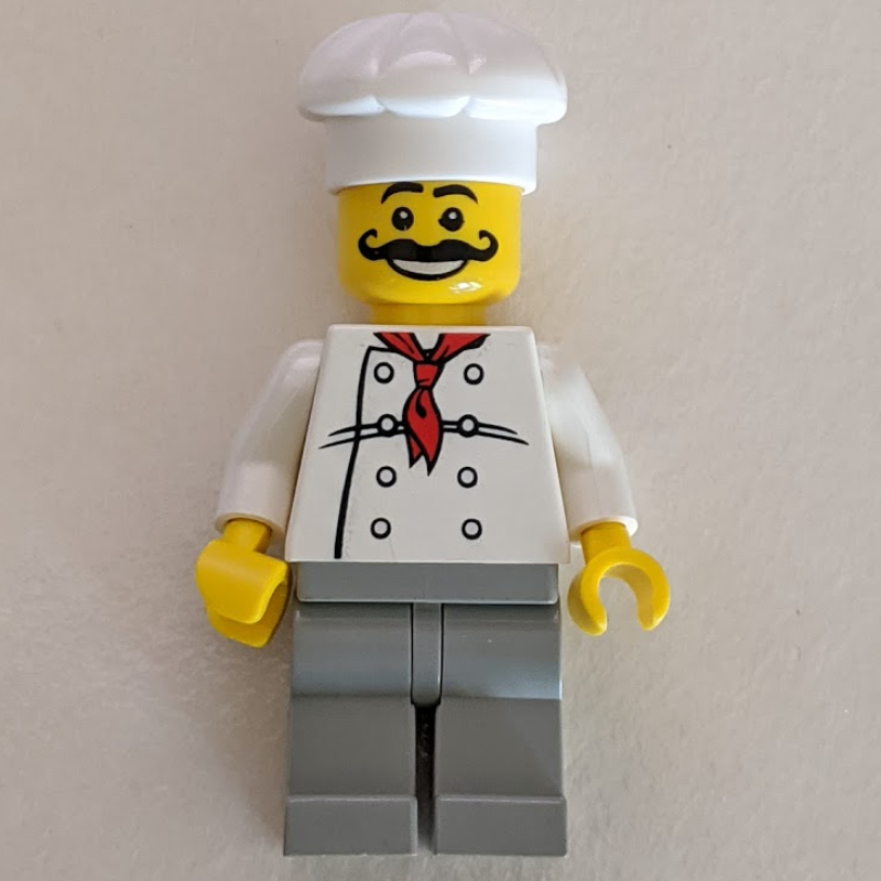 Lego Chef - White Torso, Light Gray Legs