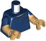 Torso T-shirt with Pocket, Kangaroo, Medium Tan Neck Pattern / Medium Tan Arms with Molded Dark Blue Short Sleeves / Medium Tan Hands / Dark Blue