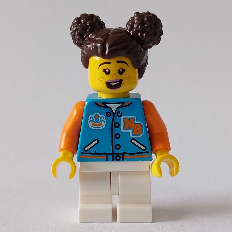 Lego Girl, Dark Azure Letterman Jacket, Medium White Legs