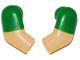 Lego Arm, (Matching Left and Right) Pair with Molded Green Short Sleeves  Pattern / Light Nougat