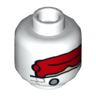 Lego Minifig Head Kessel Mine Worker, Red Large Goggles Print [Hollow Stud] / White