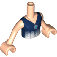 Lego Minidoll Torso Girl with Dark Blue Top with Light Blue Gradient and Silver Necklace Print, Light Nougat Arms with Hands / Light Nougat