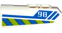 Technic, Panel Fairing #21 Very Small Smooth, Side B with '98', Blue Line and Blue and Lime Danger Stripes Pattern (Sticker) - Set 42047