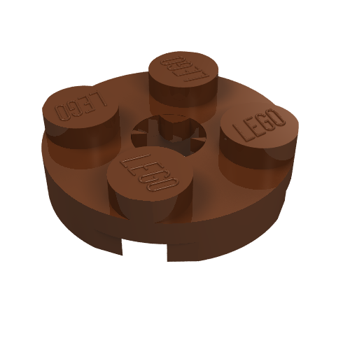 Lego Plate Round 2 x 2 with Axle Hole Type 2 (X Opening) / Reddish Brown