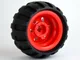Wheel 30.4mm D. x 20mm with No Pin Holes and Reinforced Rim with Black Tire 43.2mm D. x 26mm Balloon Small (56145 / 61481) / Red