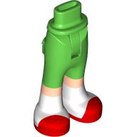 Lego Minidoll Hips and Trousers with Back Pockets with Light Nougat Legs, White/Red Shoes print / Bright Green