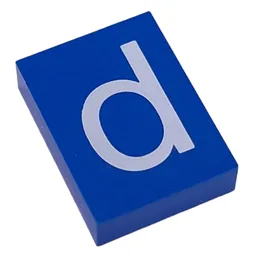 Modulex Tile 3 x 4 with White 'd' Print, without Internal Supports / Modulex Tile Blue