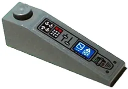Slope 18 4 x 1 with Control Panel with Buttons, Lights, Switches, Lever and Blue Screen Pattern Model Left Side (Sticker) - Set 76265