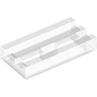 Tile Special 1 x 2 Grille with Bottom Groove / Trans-Clear
