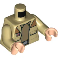 Torso, Jacket with Medium Nougat Shoulders, over Dark Tan Undershirt Print, Tan Arms, Light Nougat Hands / Tan