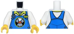 Torso Overalls, Rivets and Buckles, Lava Land Logo and Lime Badge Over Shirt with Collar Pattern / White Arms / Yellow Hands / White