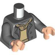 Lego Torso, Coat, Tan Sweater print, Dark Bluish Gray Arms, Light Nougat Hands / Dark Bluish Gray