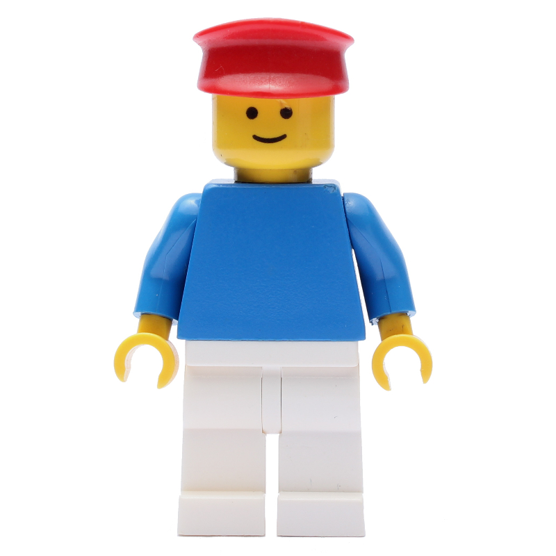 Lego Blue Torso, White Legs, Red Hat