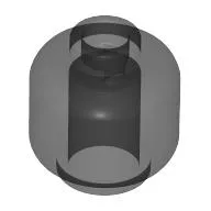 Minifig Head [Plain] [Vented Stud - 2 Holes] / Trans-Black
