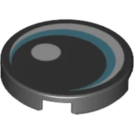 Tile Round 2 x 2 with Blue Eye Print / Black