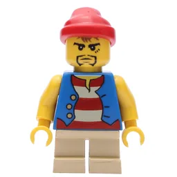 Pirate - Blue Vest, Short Tan Legs, Red Bandana