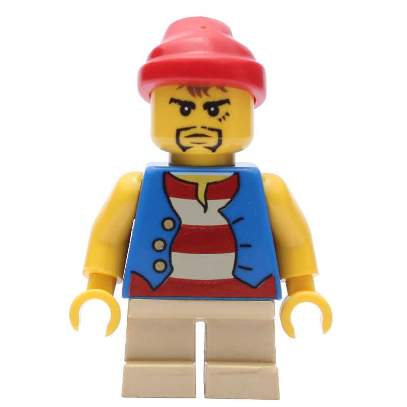 Lego Pirate - Blue Vest, Short Tan Legs, Red Bandana