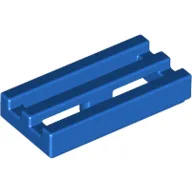 Tile Special 1 x 2 Grille with Bottom Groove / Blue