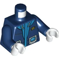 Torso Hoodie with Azure Trim, Handheld Device Print, Dark Blue Arms, White Hands / Dark Blue