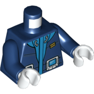Lego Torso Hoodie with Azure Trim, Handheld Device Print, Dark Blue Arms, White Hands / Dark Blue