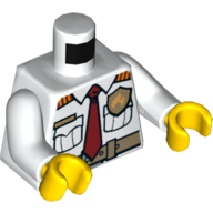 Lego Torso Fire Chief Shirt with Tie, Fire Logo Badge and Belt Print, White Arms, Yellow Hands / White