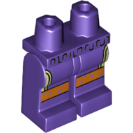 Lego Hips and Dark Purple Legs with Yellowish-Green Pockets, Orange Knee Straps Print / Dark Purple