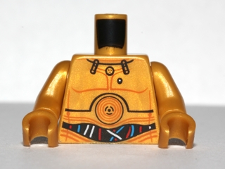 Lego Torso SW C-3PO with Blue, Red and White Wires Pattern / Pearl Gold Arms / Pearl Gold Hands