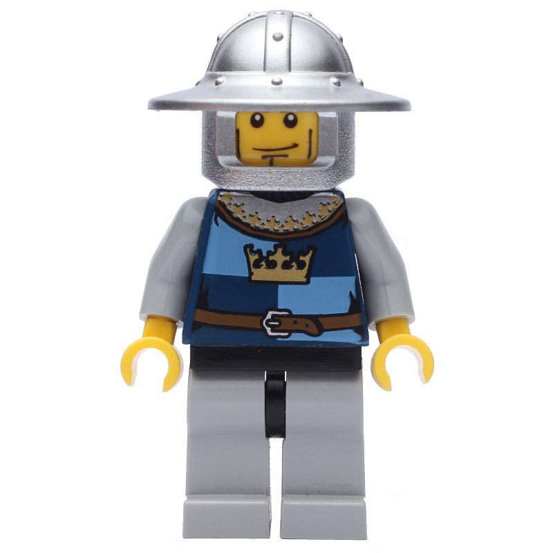 Lego Knight, Dark Blue, Wide Brim Helmet, Cheek Lines