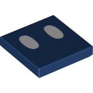 Lego Tile 2 x 2 with Two White Ovals (Bob-Omb Eyes) Print / Dark Blue