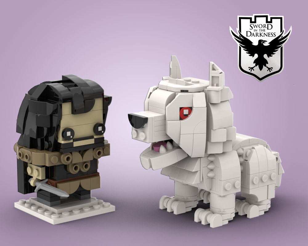 Lego Jon Snow + Ghost (Game of Thrones)