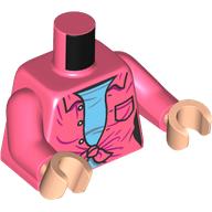 Lego Torso, Knotted Shirt, Bright Light Blue Shirt print, Coral Arms, Light Nougat Hands / Coral