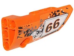 Technic, Panel Fairing # 4 Small Smooth Long, Side B with '66' on White, Black and Gray Paint Splotches Pattern (Sticker) - Set 9392