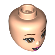 Lego Minidoll Head Brown Eyes, Dark Pink Lips print / Light Nougat