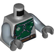 Lego Torso Armor Plates Dark Green Print (Boba Fett), Sand Blue Arms, Dark Bluish Gray Hands / Light Bluish Gray
