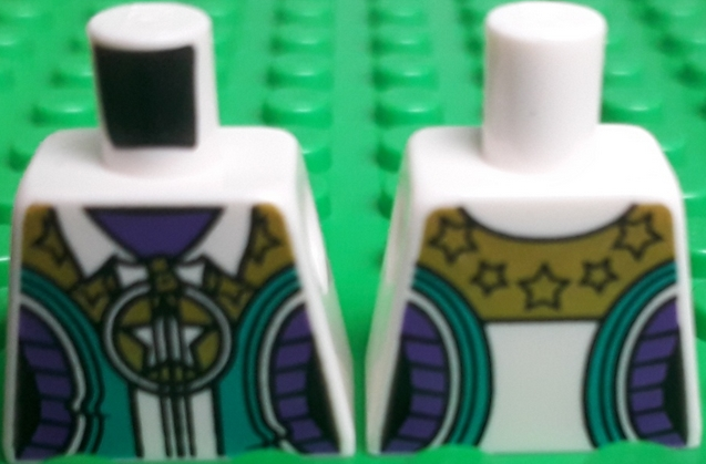 Lego Torso Female Jacket with Gold Zipper, Stars, Dark Turquoise and Dark Purple Stripes Pattern