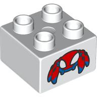 Lego Duplo Brick 2 x 2 with Robot Spider print / White