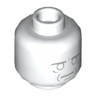 Lego Minifig Head Beethoven, Light Bluish Gray Details, Awake / Sleeping / White