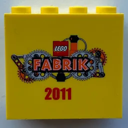Brick 2 x 4 x 3 with 'LEGO FABRIK 2011' Print / Yellow