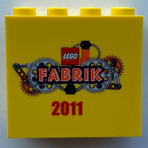 Lego Brick 2 x 4 x 3 with 'LEGO FABRIK 2011' Print / Yellow