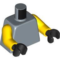 Lego Torso, Yellow Arms, Black Hands [Plain] / Sand Blue