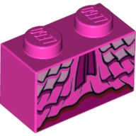 Lego Brick 1 x 2 with Dress, Ruffles, Dark Pink Ribbon print / Dark Pink