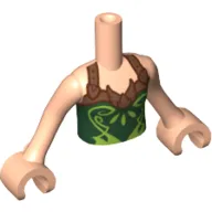 Minidoll Torso Girl with Dark Green Halter Top, Copper Straps, Lime Print, Light Nougat Arms and Hands / Light Nougat