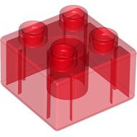 Lego Duplo Brick 2 x 2 / Trans-Red