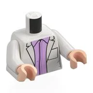 Torso, Lab Coat, Lavender Shirt Print, White Arms, Light Nougat Hands / White