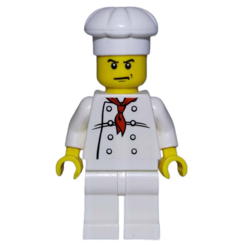 Lego Chef, Red Neckerchief, White Legs, Annoyed