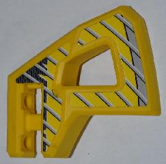 Lego Technic, Panel RC Car Flexible Bumper Right with Gray Stripes on Yellow and Black Background Pattern (Stickers) - Set 8369-1