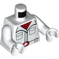 Lego Torso Jacket, Pockets, Red Maple Leaf Belt Buckle, Red Shirt Print, White Arms and Hands / White
