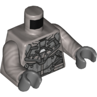 Lego Torso, Armor (Whiplash) print, Flat Silver Arms, Dark Bluish Gray Hands / Flat Silver