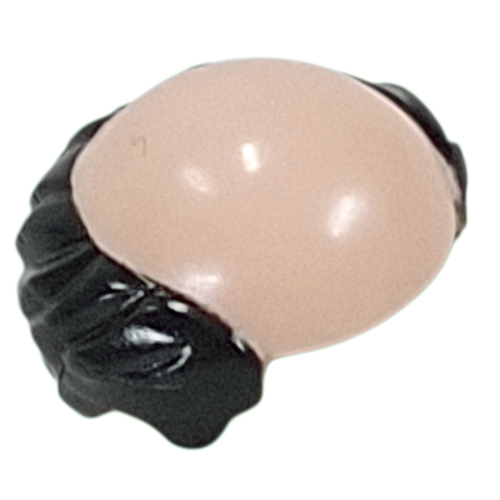 Lego Hair, Bald Top with Black Hair print / Light Nougat